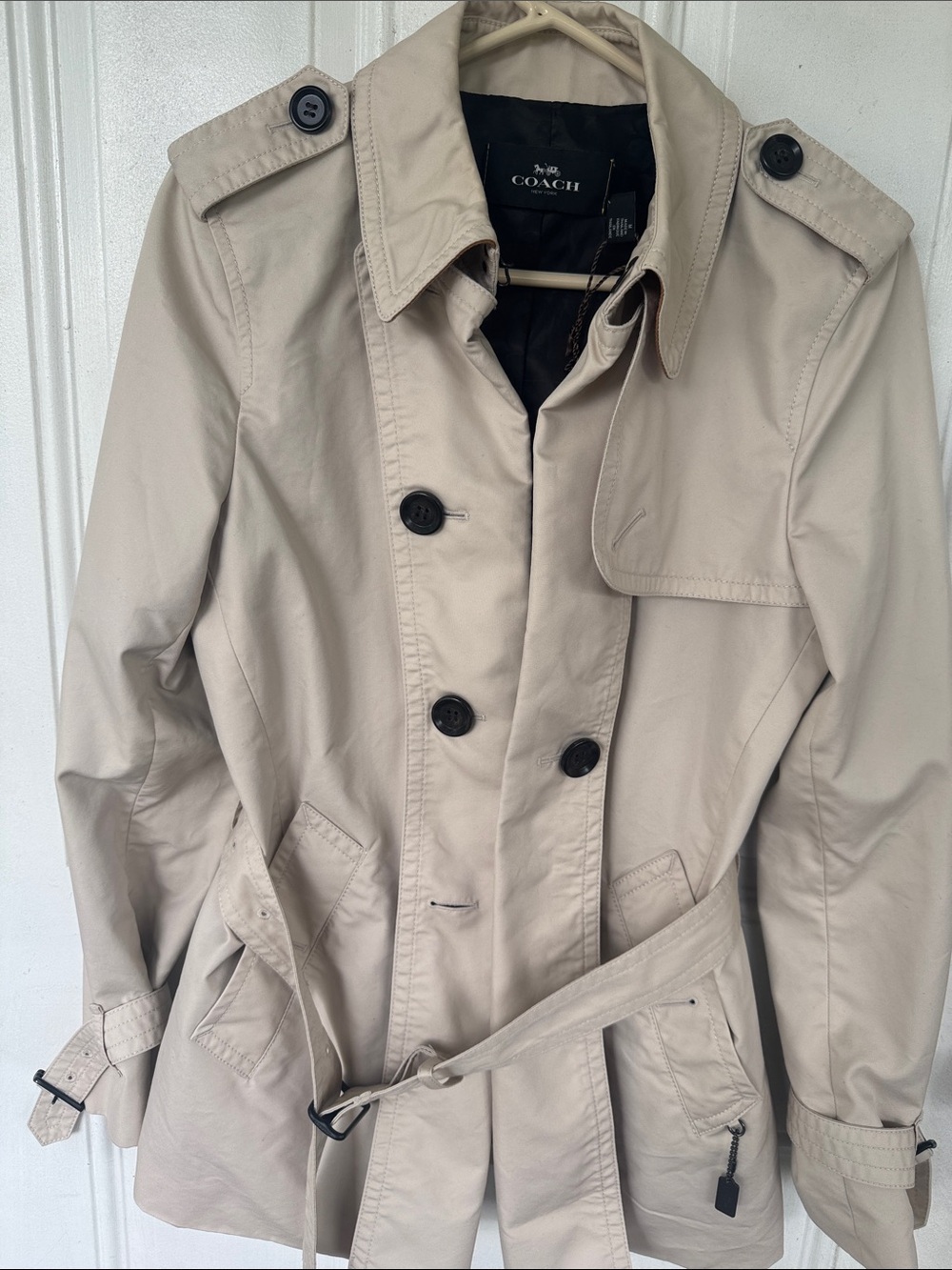Coach Beige Double-Breasted Trench Coat for women